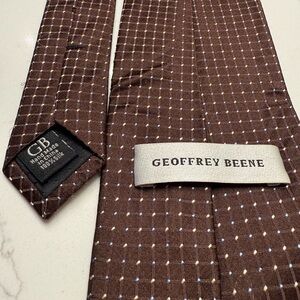 Geoffrey Beene Brown and White Checkered Tie